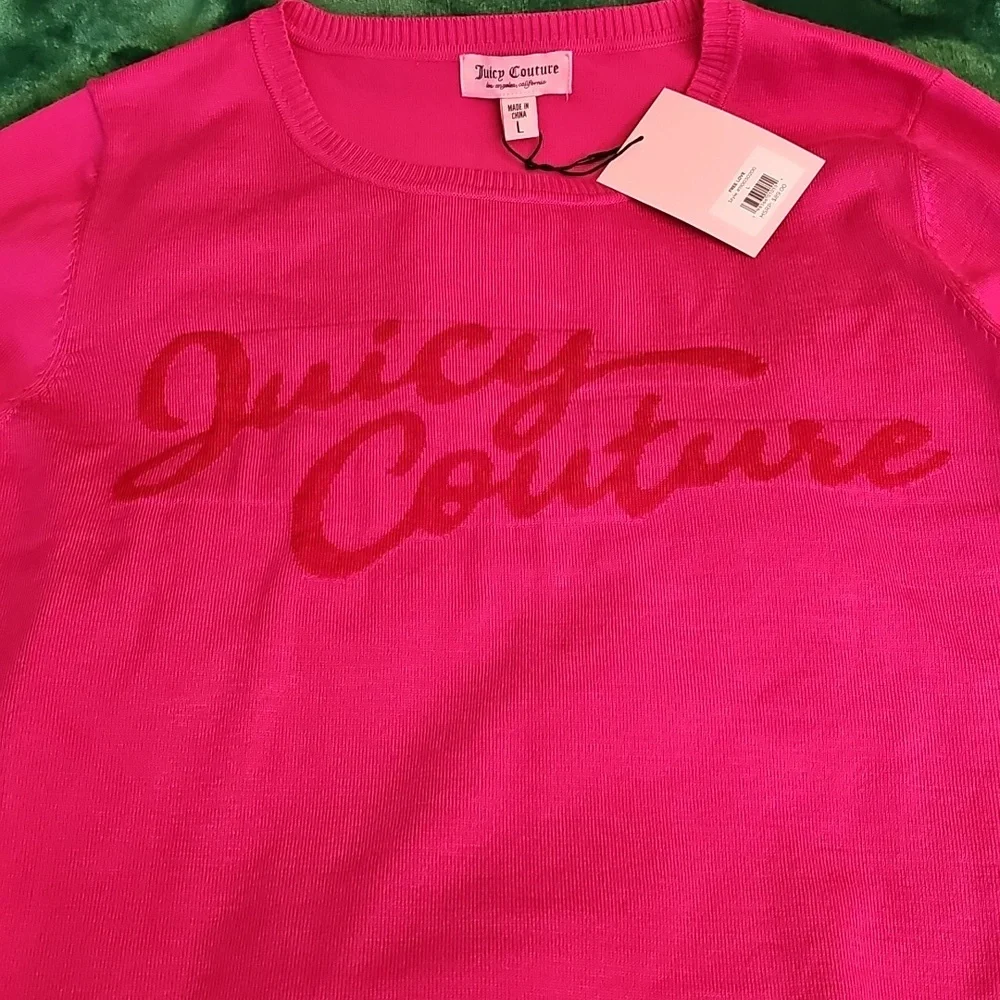 Juicy Couture Pink Sweater Size L NWT - Picture 2 of 6